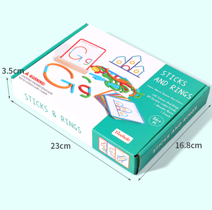 Montessori Sticks & Rings Board – 3D Wooden Puzzle for Toddlers