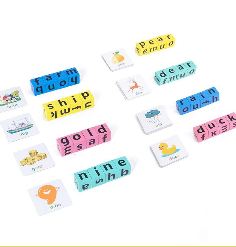 Wooden Montessori English Alphabet Puzzle Spelling Words Game
