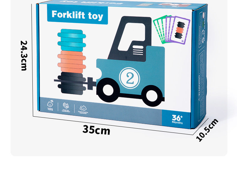 Montessori Forklift Model – Wooden Construction Toy with Duel Game Mode