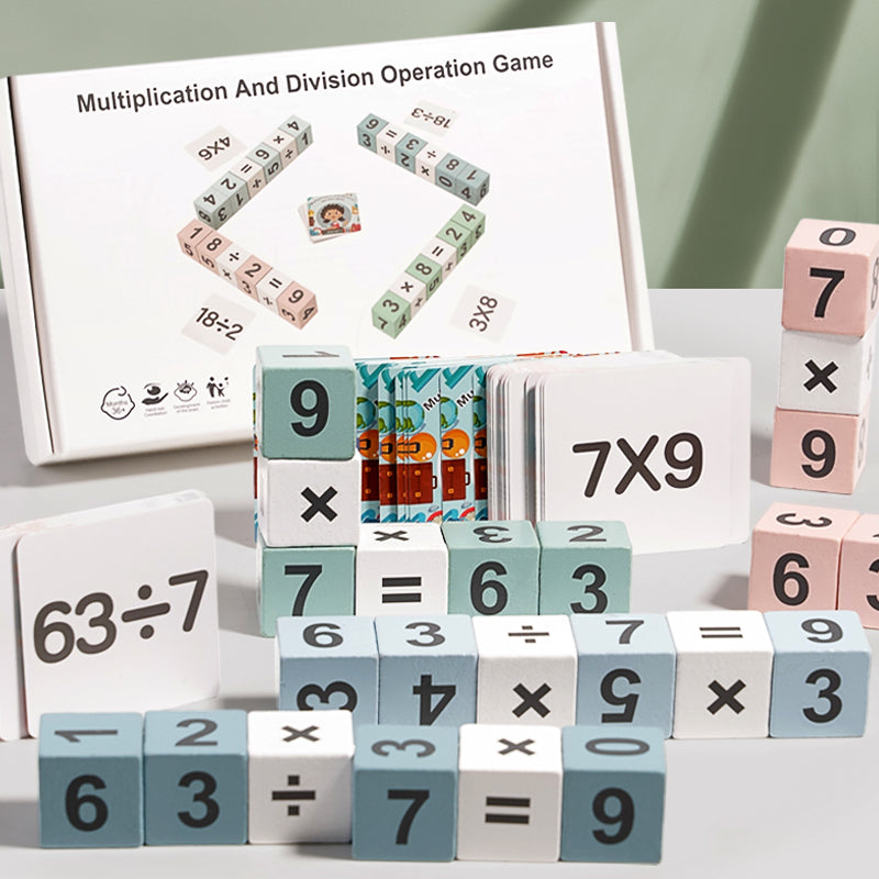Wooden Math Blocks – Number Matching & Multiplication Game (Parent-Child Activity)