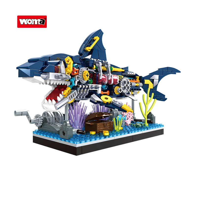 Ocean Marine Building Kit Movable Cyberpunk Shark Building Set Block Toy