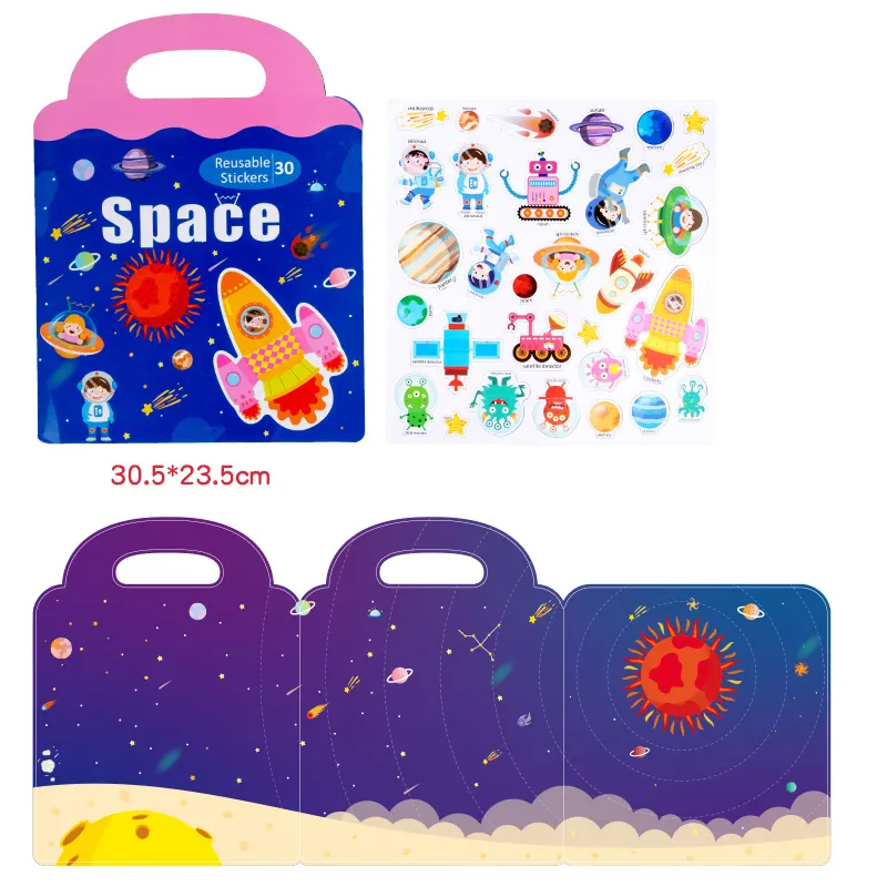 Preschool Montessori Educational Magnetic Busy Book Reusable Sticker Puzzle Toy