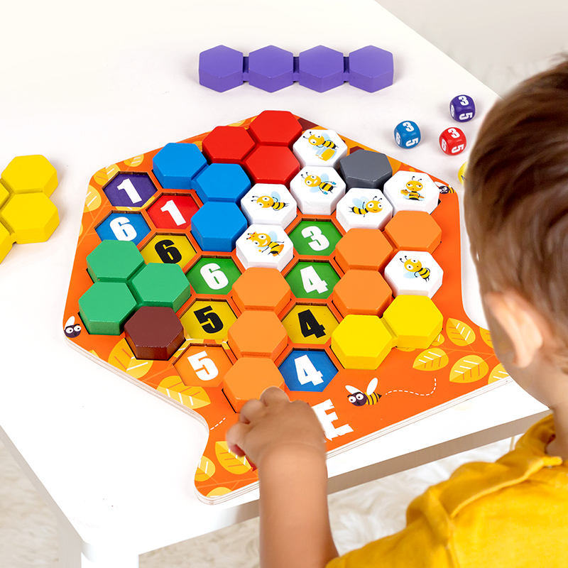 Honeycomb Wooden Number Hexagonal Puzzle