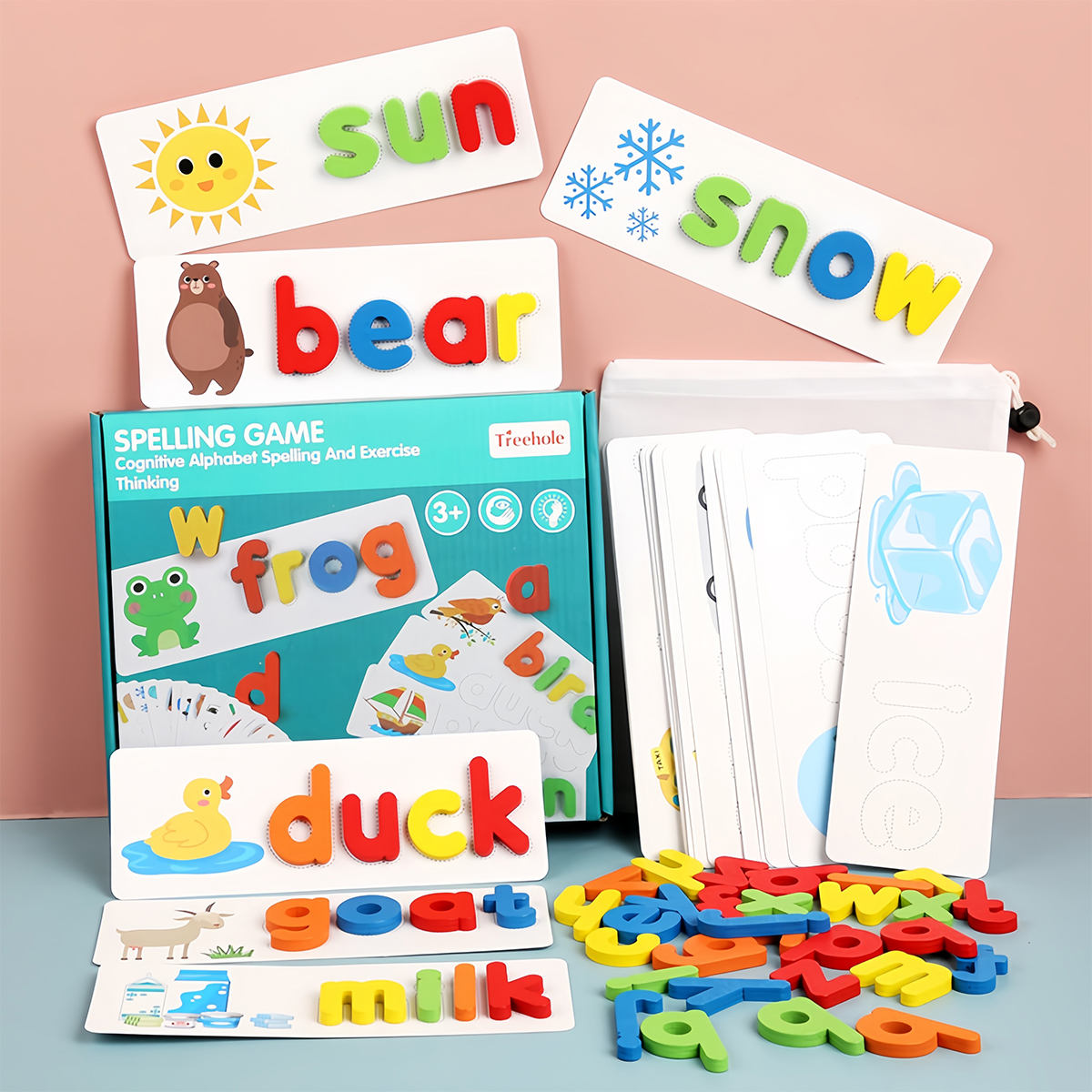 Montessori Matching Letters Toy – Wooden Letter Spelling and Writing Puzzle for Early Learning