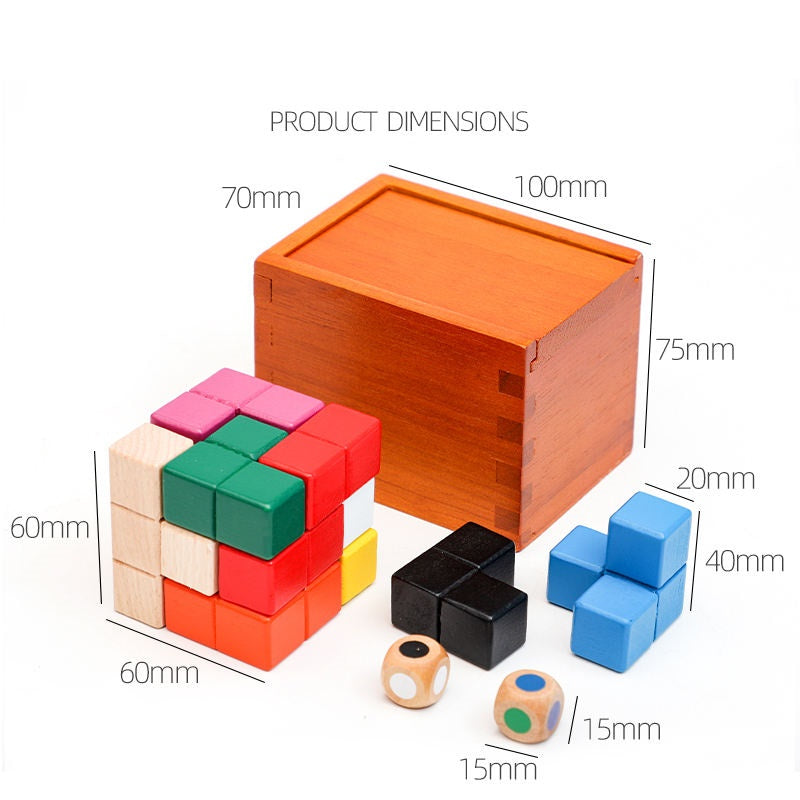 Wooden Pandora's Box Brain Teaser Puzzle: Geometric Logical Thinking Training Cube for Kids, Montessori Sensory Toy