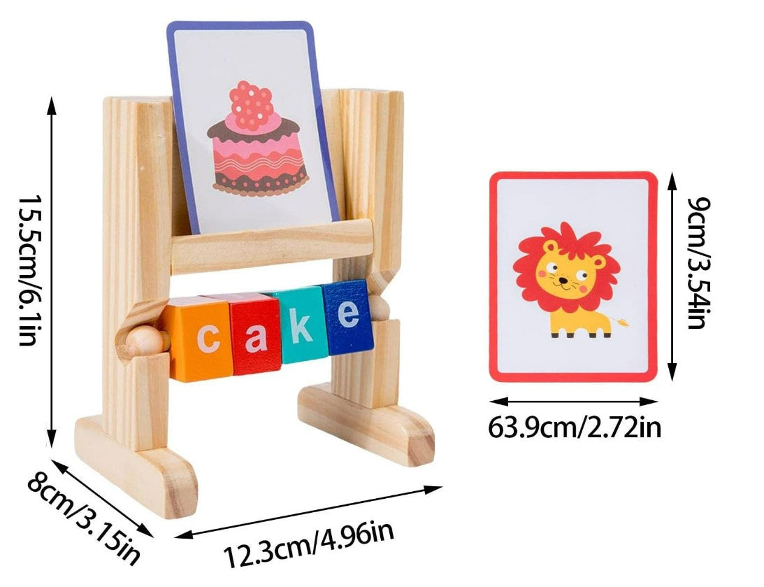Wooden Spelling Blocks Turning Rotating Matching Letters Toy