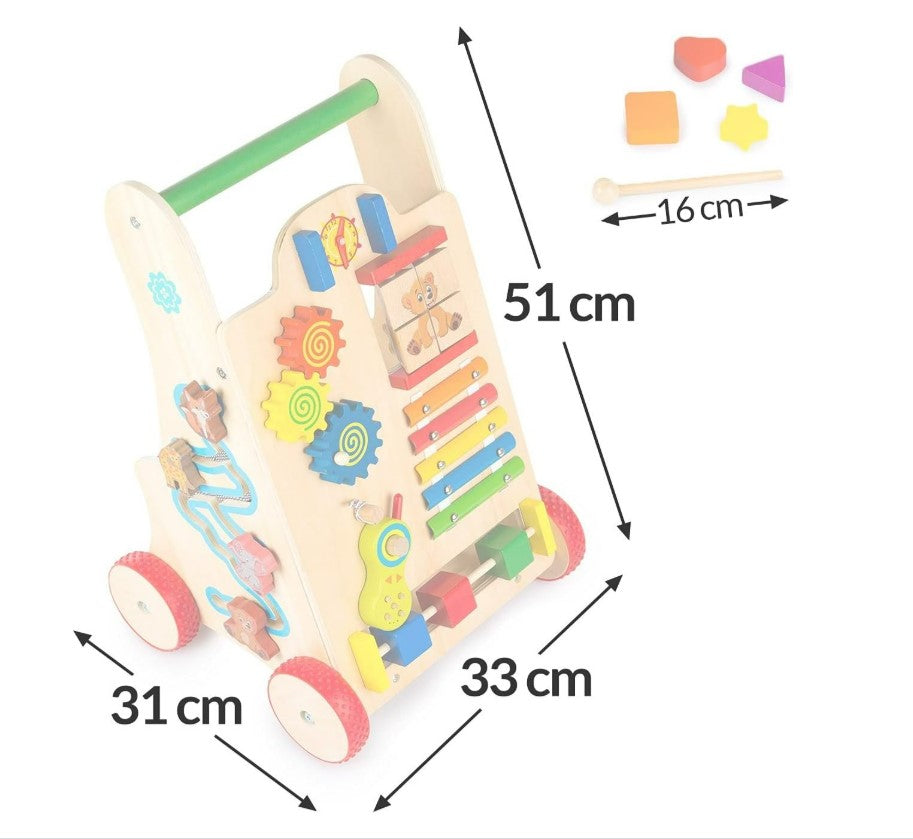 Multifunctional Wooden Activity Baby Walker