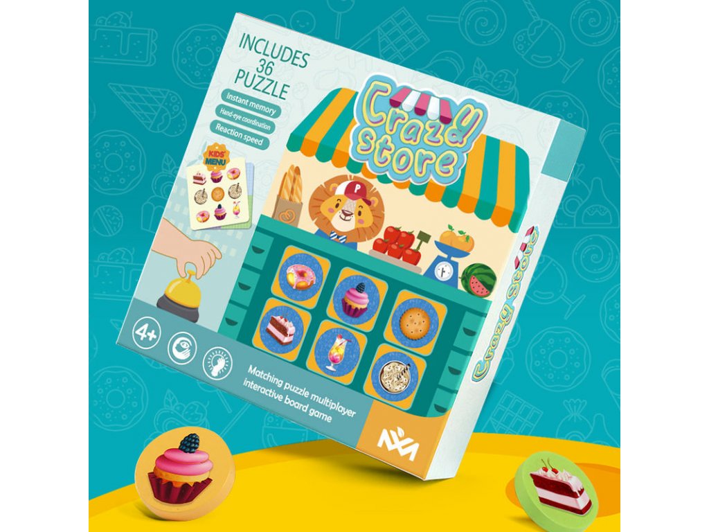 Wooden Crazy Store Food Pairing Memory Puzzle Game