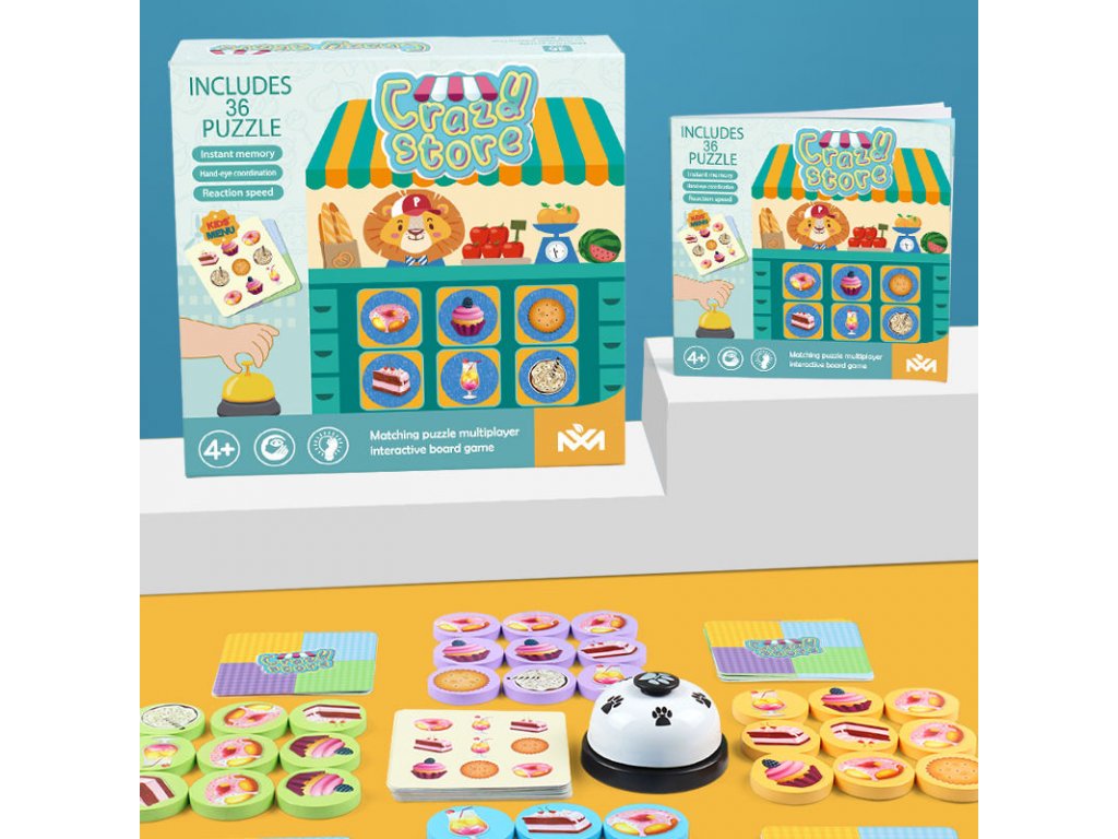 Wooden Crazy Store Food Pairing Memory Puzzle Game