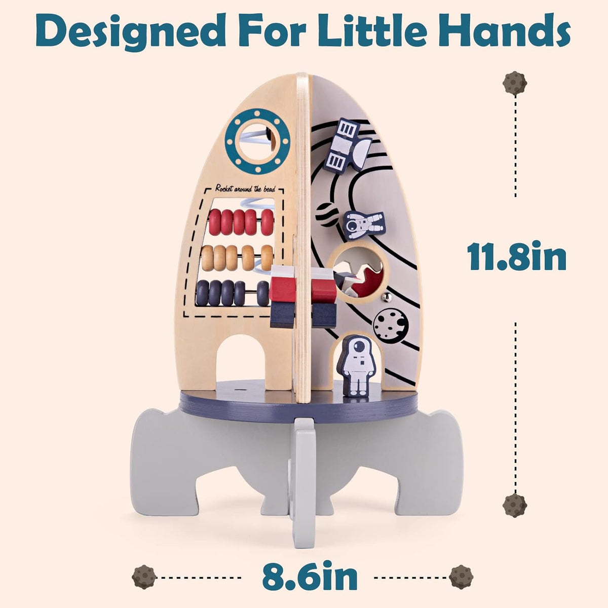 Wooden 4-in-1 Rocket Activity Cube