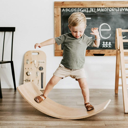 Curvy Multifunctional Wooden Wobble Balance Board – Sensory Training & Coordination Toy