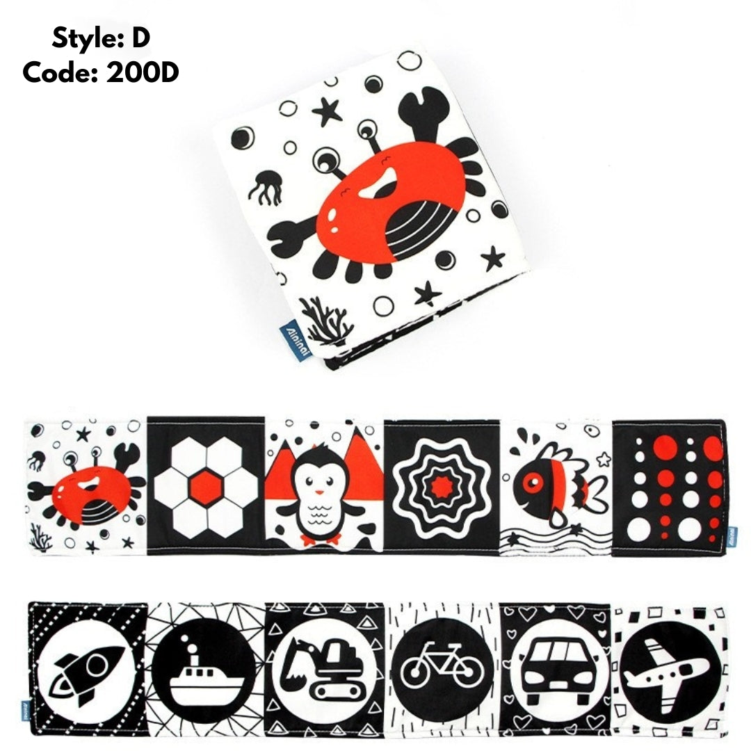 Baby Early Education Black And White High Contrast Washable Soft Fabric Activity Cloth