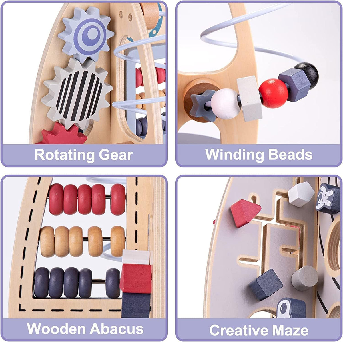 Wooden 4-in-1 Rocket Activity Cube