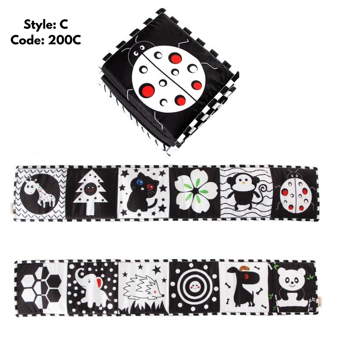 Baby Early Education Black And White High Contrast Washable Soft Fabric Activity Cloth