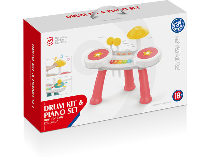 2-in-1 Drum Kit & Piano Set