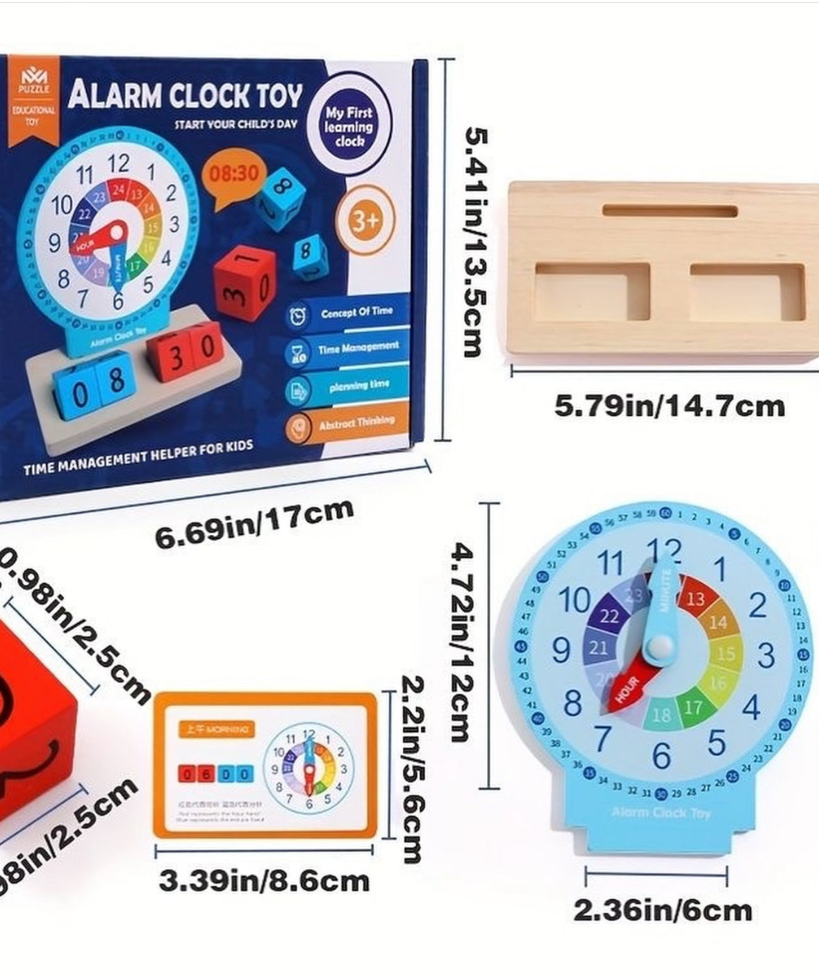 Preschool Educational Wooden Time Clock, Season, and Calender Toy
