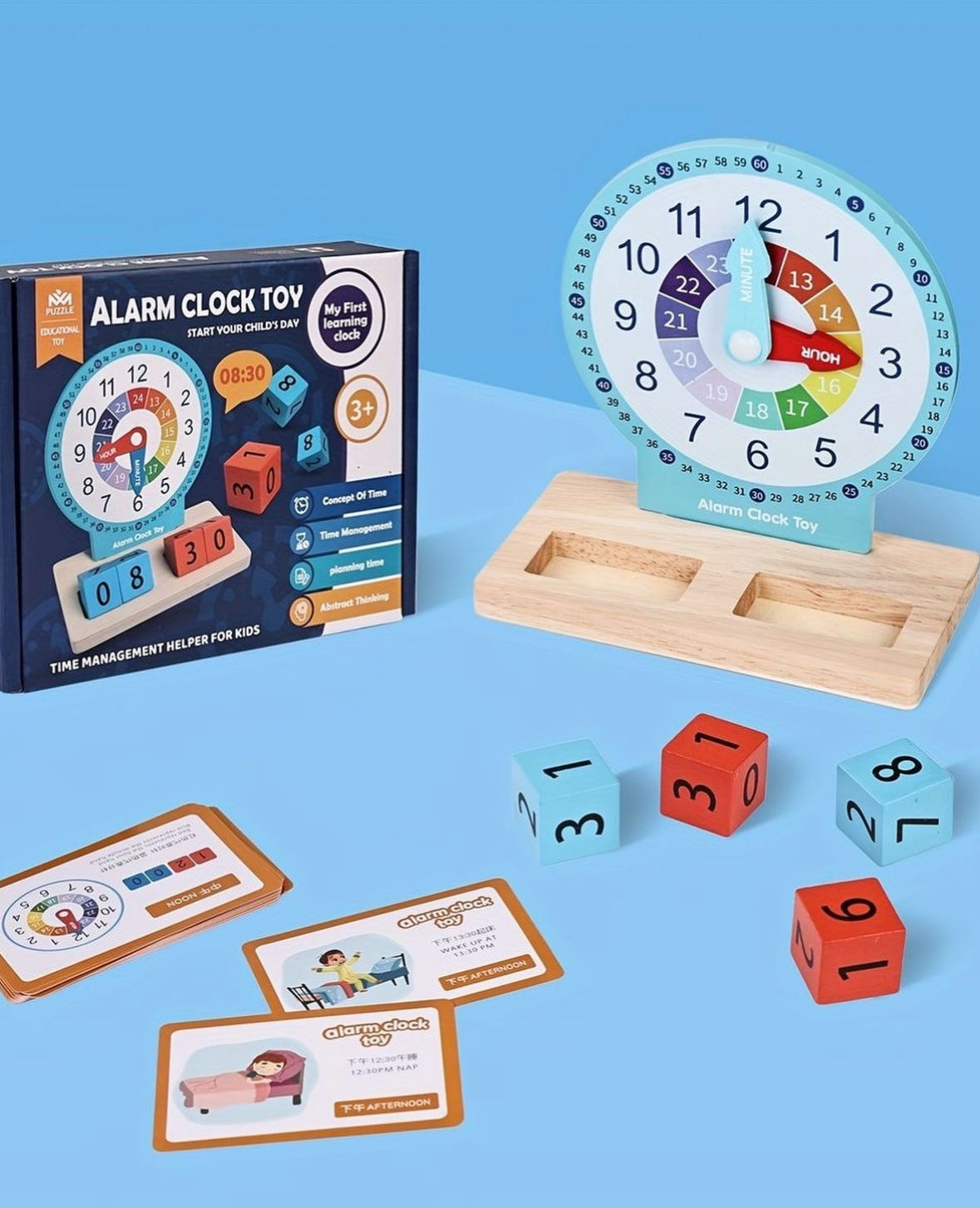 Preschool Educational Wooden Time Clock, Season, and Calender Toy