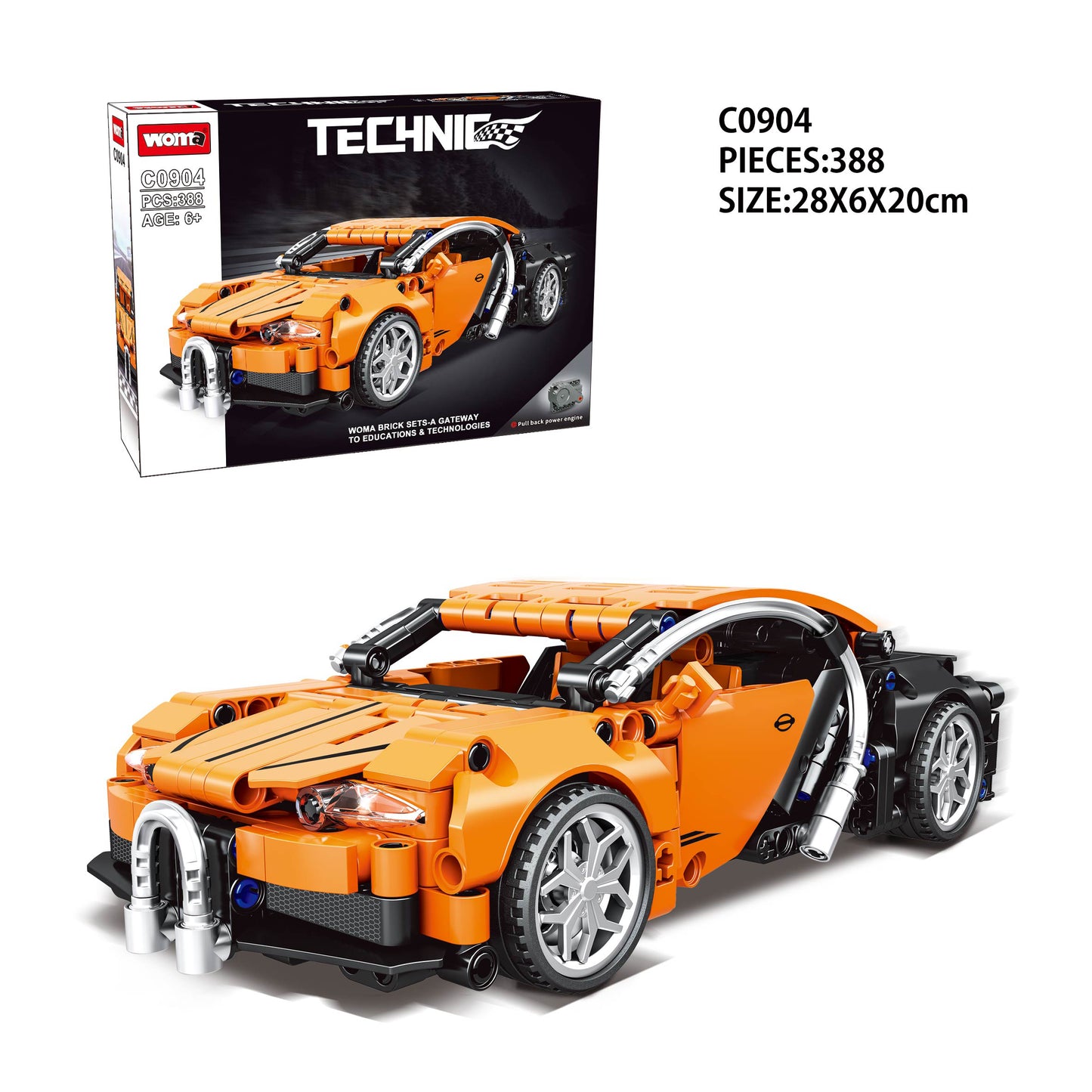 Technique Mini Brick Small Plastic ABS Building Block Pull Back Sports Car Toy Set for Boy