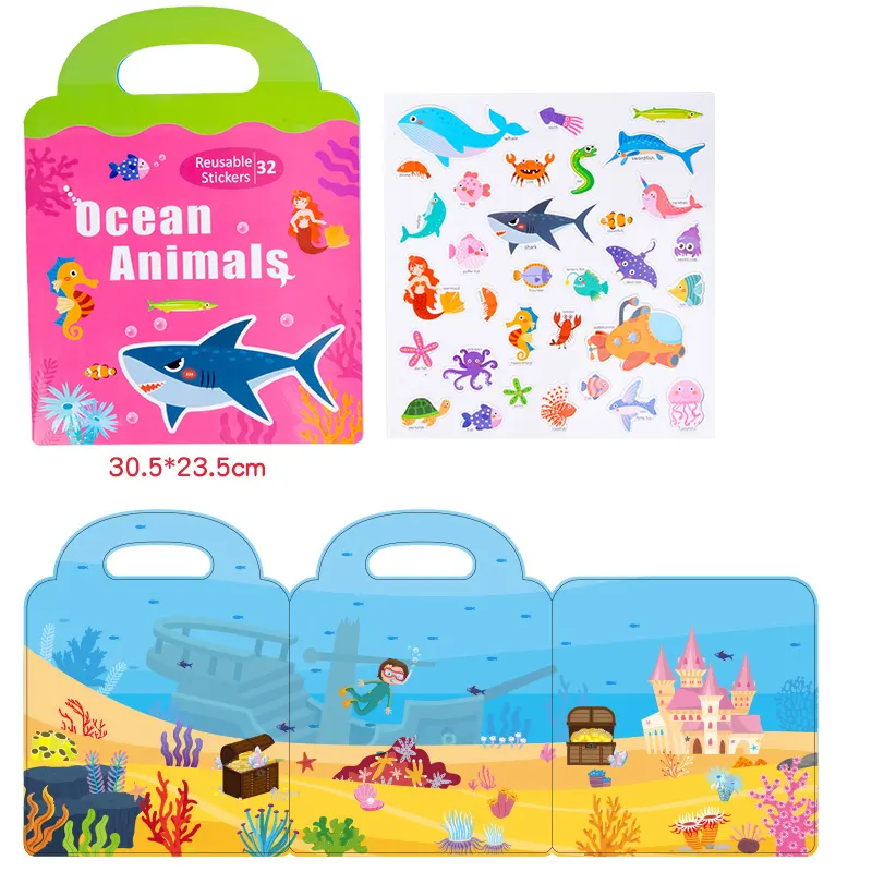 Preschool Montessori Educational  Magnetic Busy Book Reusable Sticker Puzzle Toy