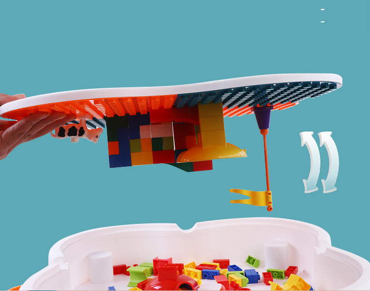 2-in-1 Building Blocks and Reading-Drawing Table and 2 Rabbit-shapped Chair Set