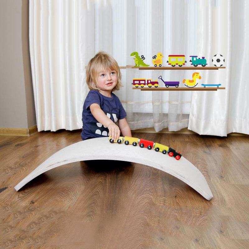 Curvy Multifunctional Wooden Wobble Balance Board – Sensory Training & Coordination Toy