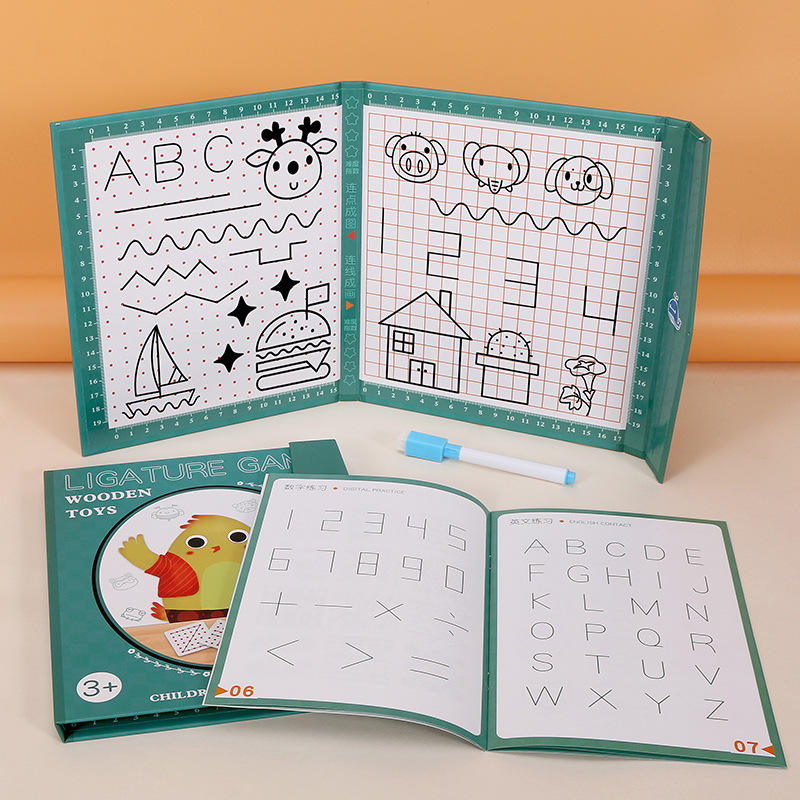 Montessori Wooden Drawing & Ligaturing Toy - Creative Learning Book for Kids (Parent-Child Game)