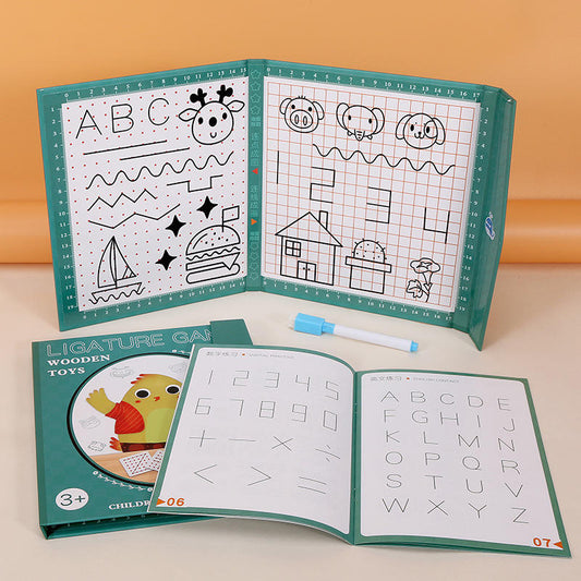 Montessori Wooden Drawing & Ligaturing Toy - Creative Learning Book for Kids (Parent-Child Game)