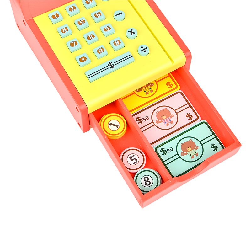 Wooden Simulation Cash Register Shopping Desk Play Toy