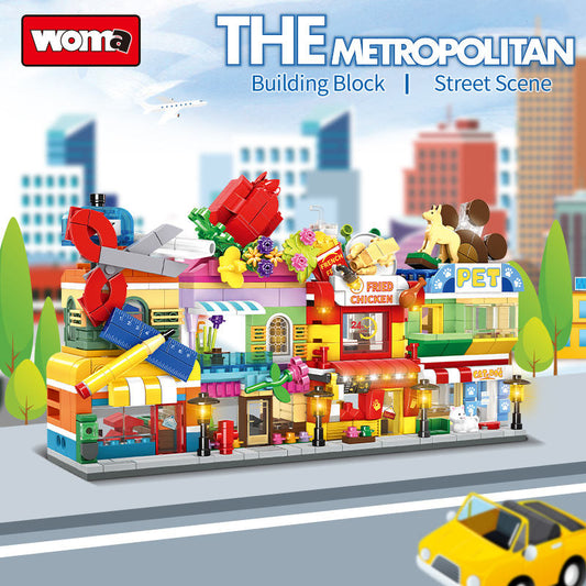 City Series Street View Construction Blocks Set Street Store Mini City Block Modern Model House Toy