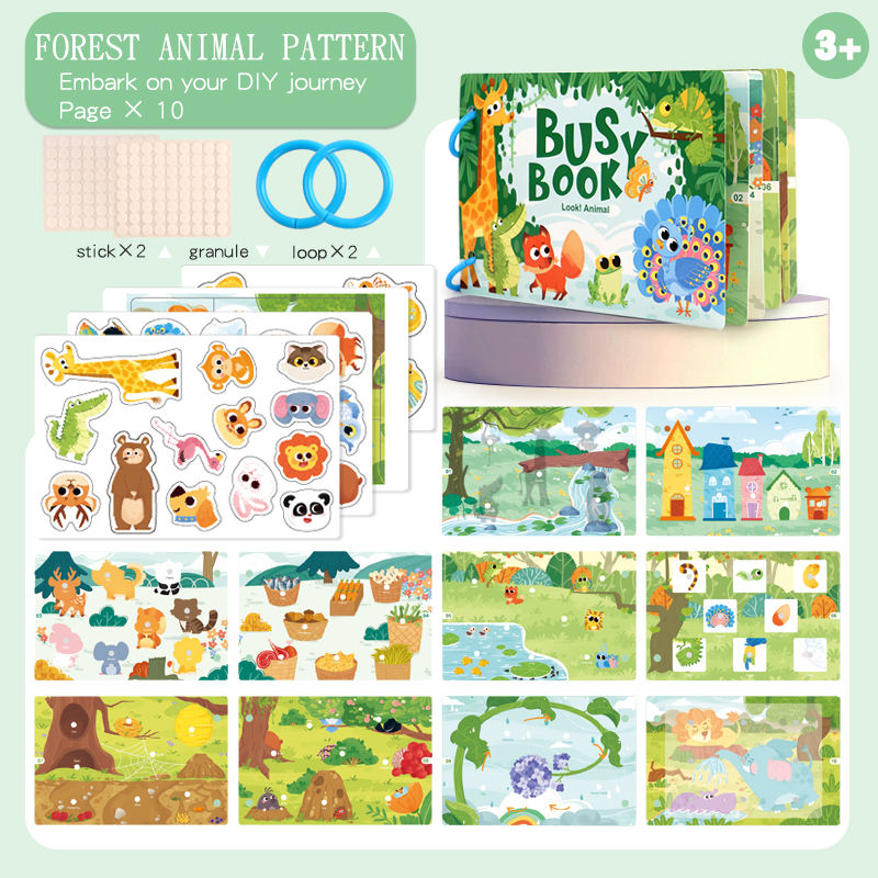Wooden Busy Activity Book - Early Learning Puzzle & Matching Game for Kids