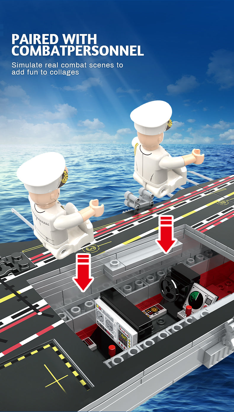 Aircraft Carrier Model Assemble Warship Building Blocks Brick Adult 003 Fujian Ship Toy