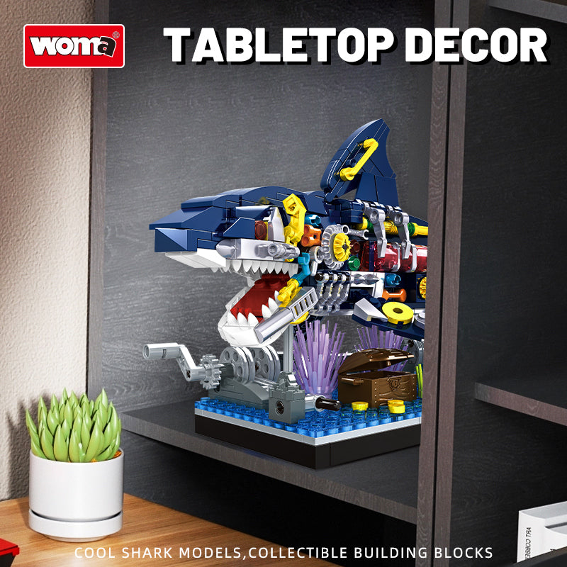 Ocean Marine Building Kit Movable Cyberpunk Shark Building Set Block Toy