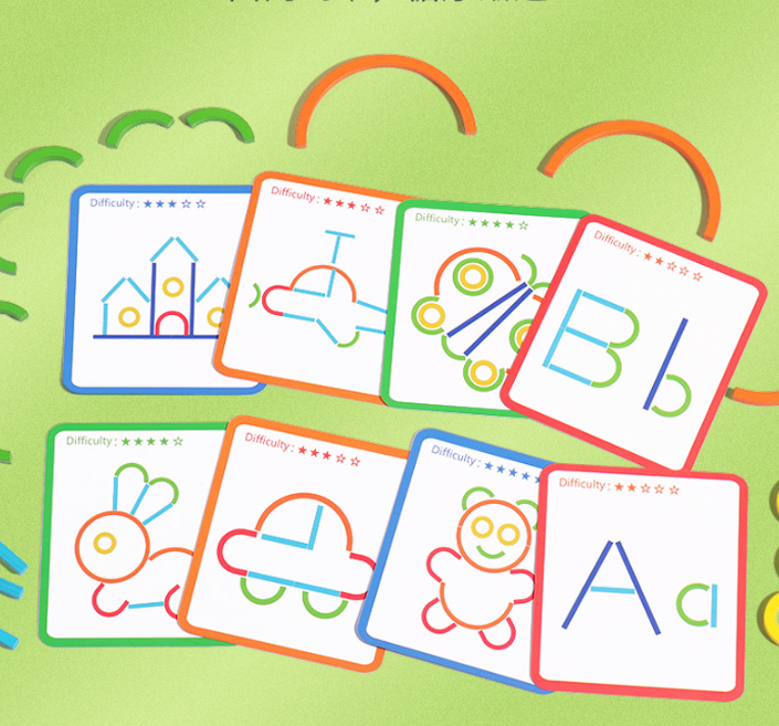 Montessori Sticks & Rings Board – 3D Wooden Puzzle for Toddlers