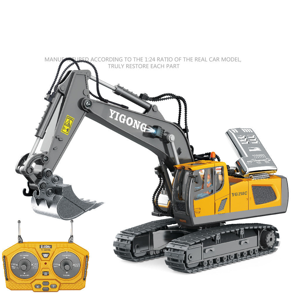 RC Excavator 9-Channel Remote Control Engineering Vehicle - Alloy Version