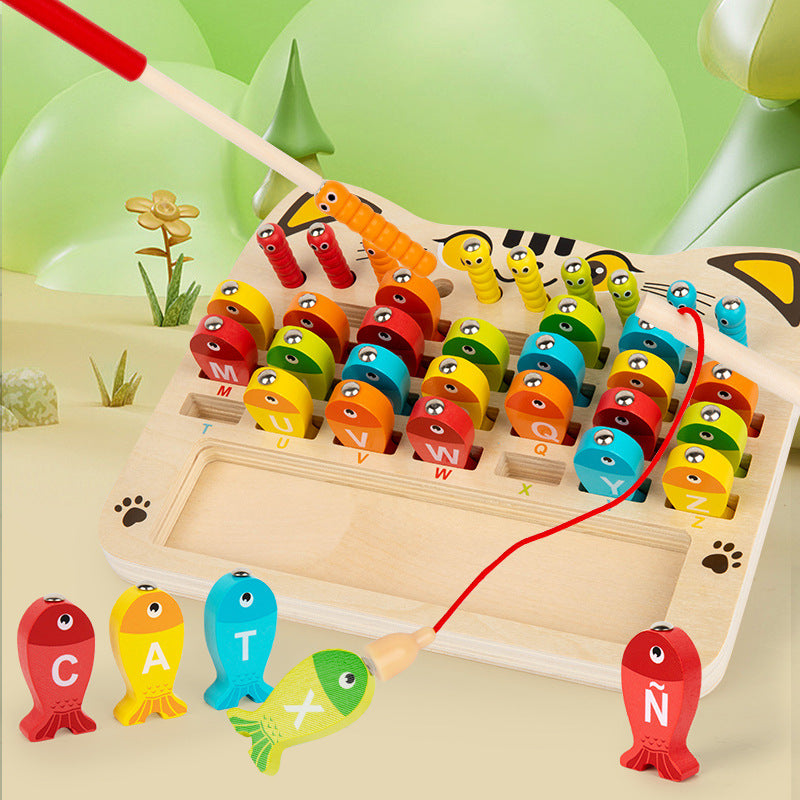 3-in-1 Montessori Fishing Toy – Alphabet, Numbers & Matching Wooden Game