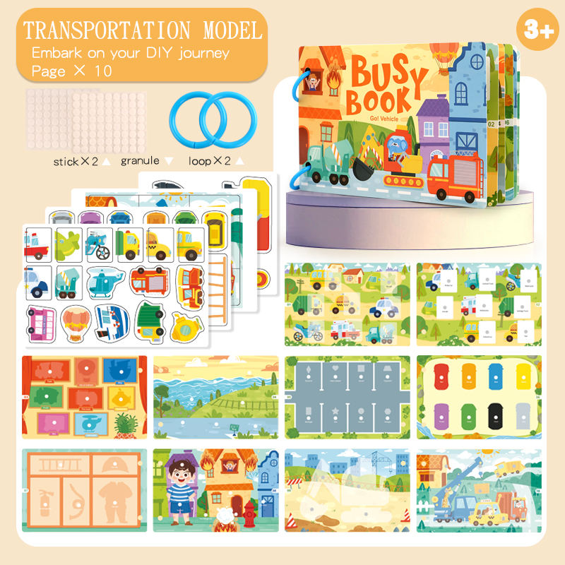 Wooden Busy Activity Book - Early Learning Puzzle & Matching Game for Kids