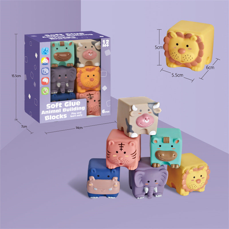 6 PCS Animals Silicon Building Blocks
