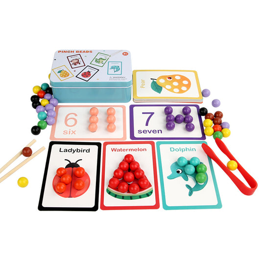 Color Matching Counting Toy - Wooden Bead Math Learning Set