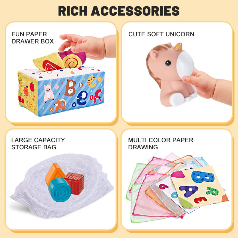 6-in-1 Set Pull String Toy Shape Sorter Montessori Sensory Baby Stacking Toys With Soft Silicone Rubber Stacking Blocks - 34 PCS