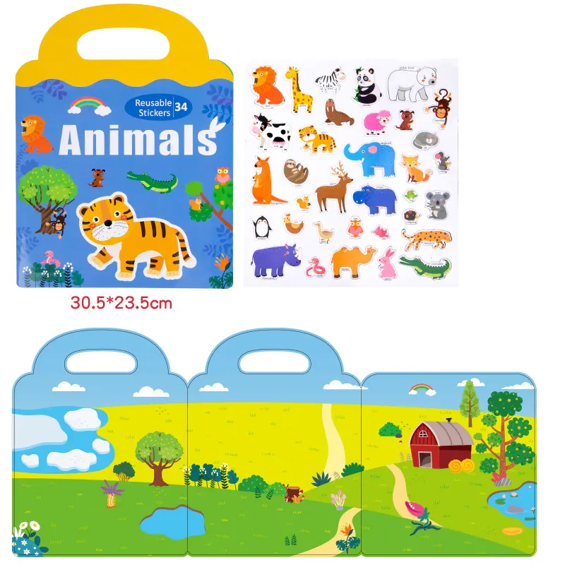 Preschool Montessori Educational  Magnetic Busy Book Reusable Sticker Puzzle Toy
