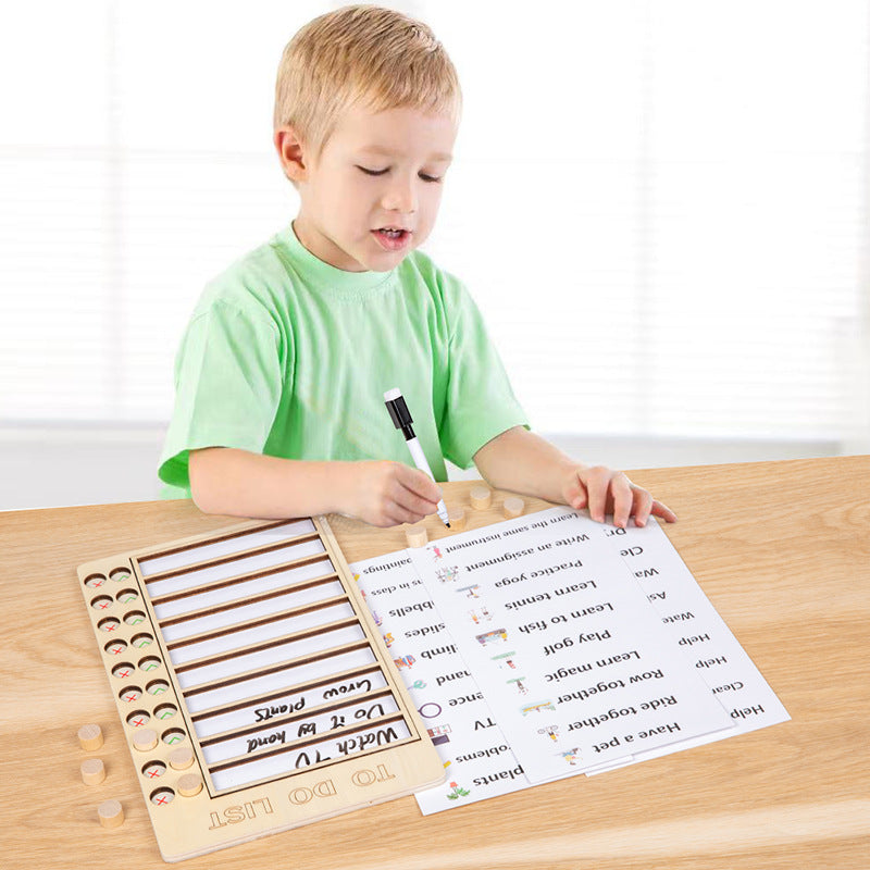 Kids' Daily Routine Board - Wooden Schedule Planner for Self-Discipline (Ages 5-10)