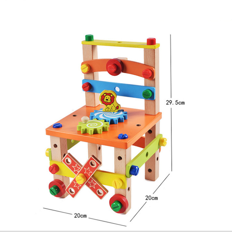 Montessori Building Toy – Wooden Chair Assembly Kit with Tools