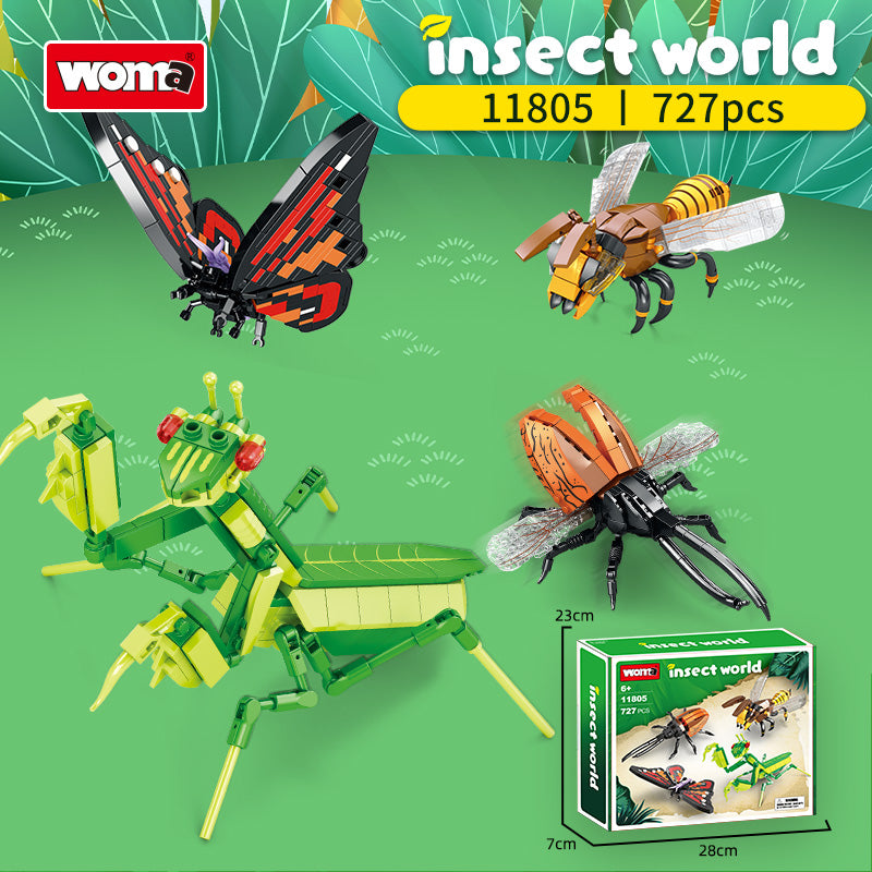 Mini Building Blocks Assemble Animal Plastic Insect Hexapod Model Toy for Kids