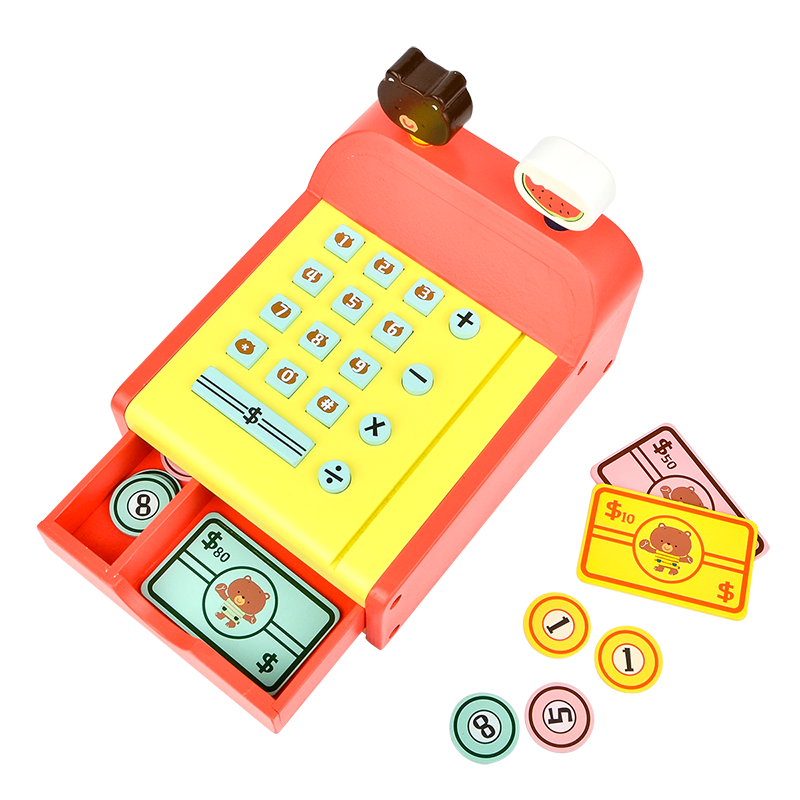Wooden Simulation Cash Register Shopping Desk Play Toy