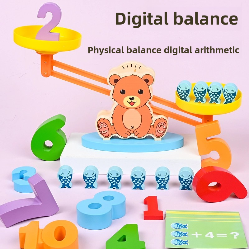 Number Learning Scale – Wooden Bear Counting Toy for Early Math Skills