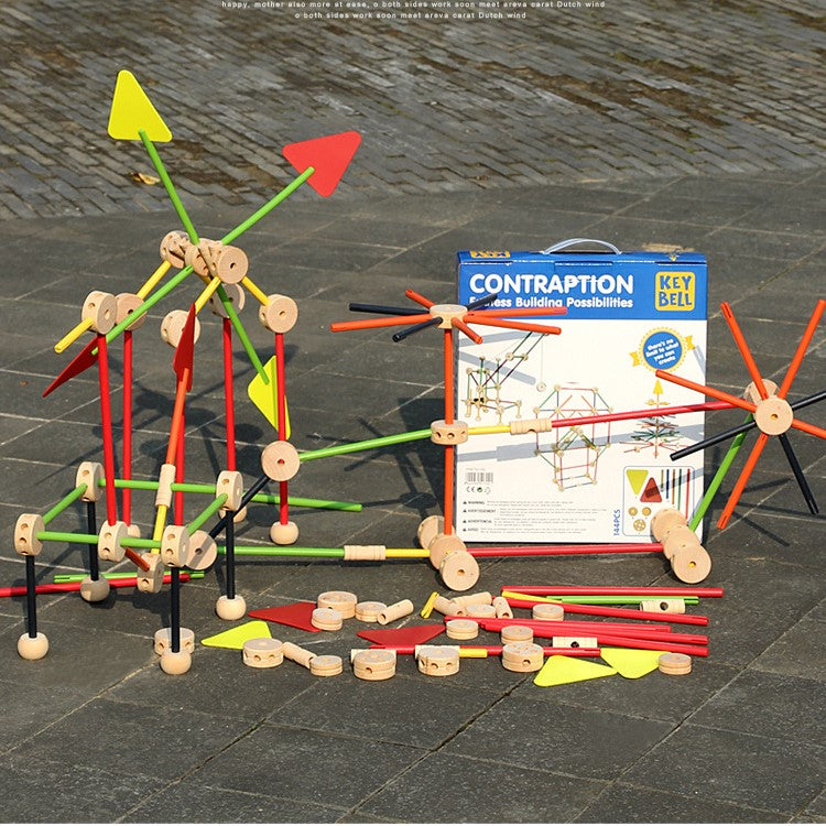 Montessori Wooden DIY Kids Contraption Building & Construction Toy - 68 PCS
