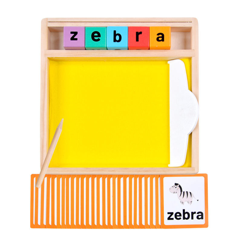 Wooden Sandbox Writing Letters Tray with Alphabet Blocks