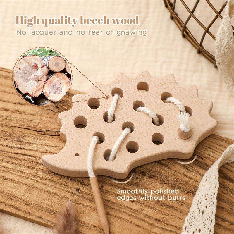 Wooden Hedgehog Lacing Educational Toy