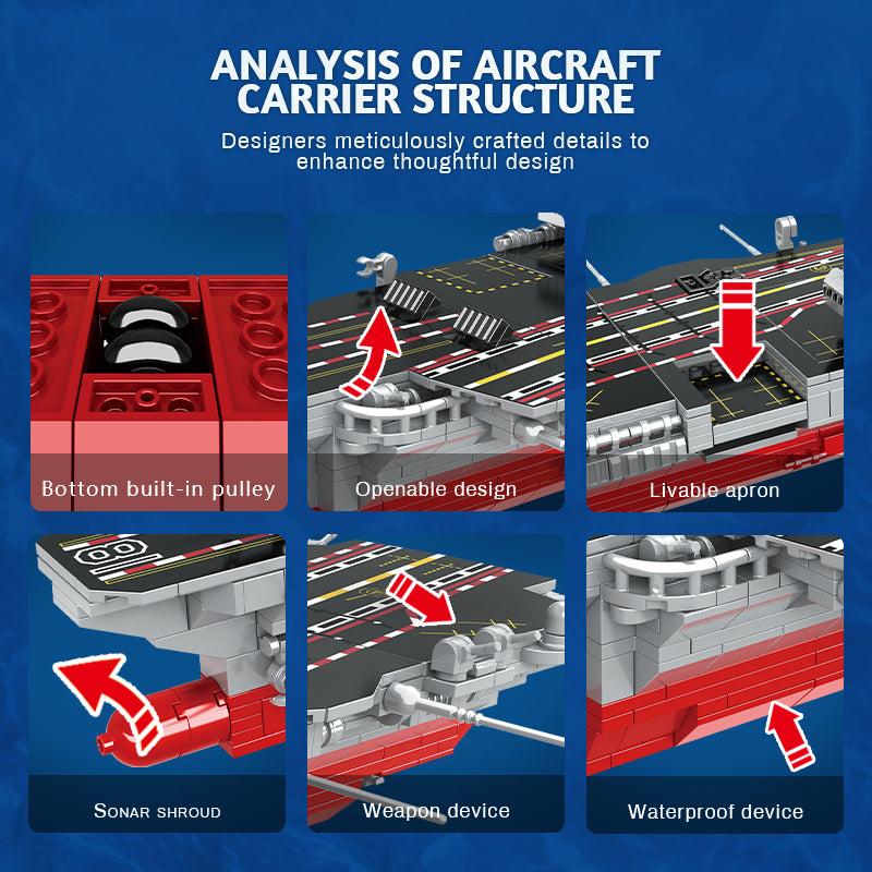 Aircraft Carrier Model Assemble Warship Building Blocks Brick Adult 003 Fujian Ship Toy
