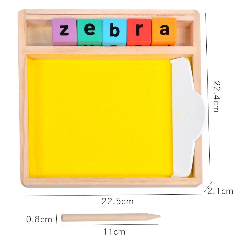 Wooden Sandbox Writing Letters Tray with Alphabet Blocks